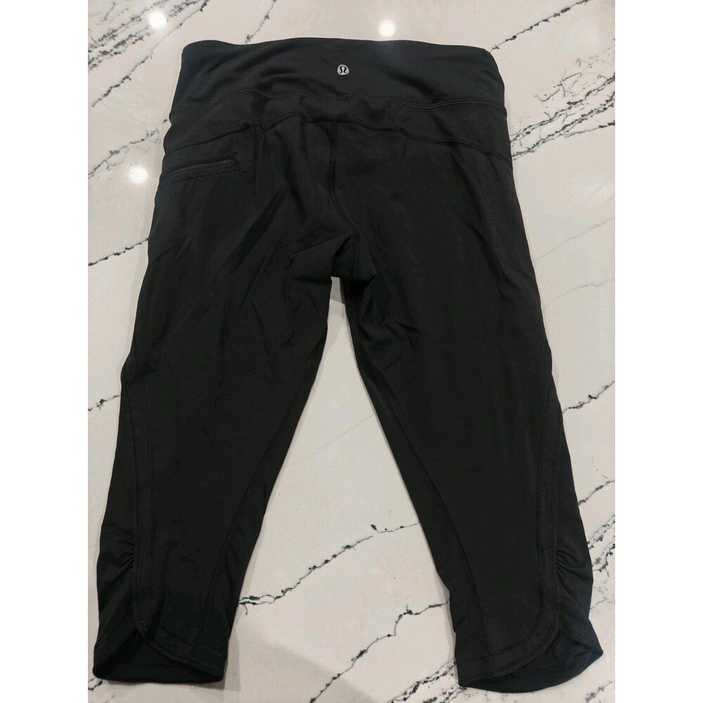 Lululemon Align High-Rise Crop Leggings Black Women's 8 Zip Pocket Athleisure